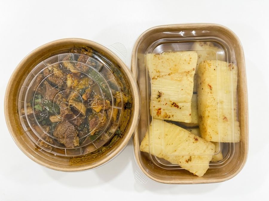 Sealed pepper soup and yam containers